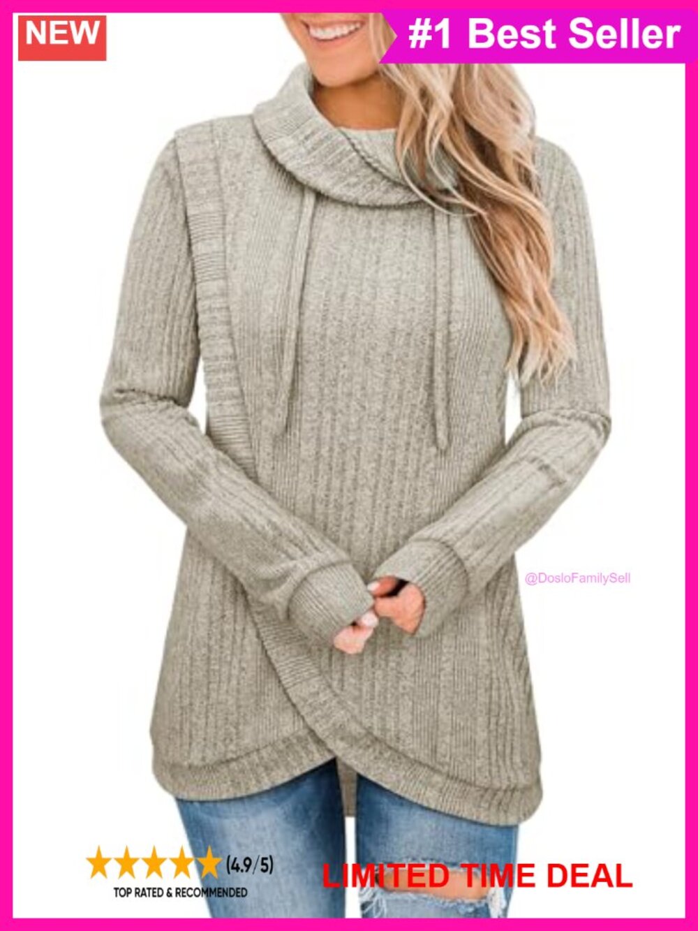 Women's Turtleneck Tunic Sweater Pullover Loose Fit for Leggings